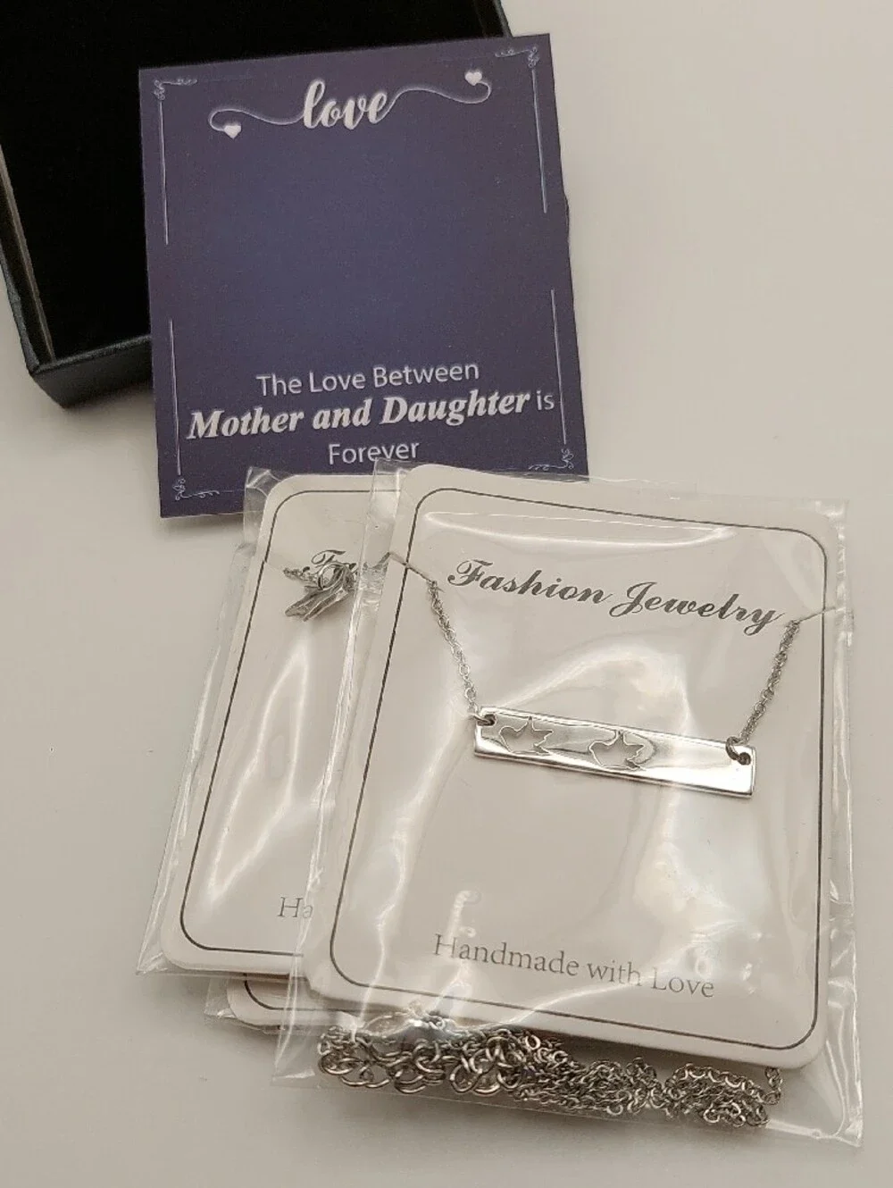 VR Silver NIB 3 Mother/Daughter LOVE Dainty Bird Necklaces
